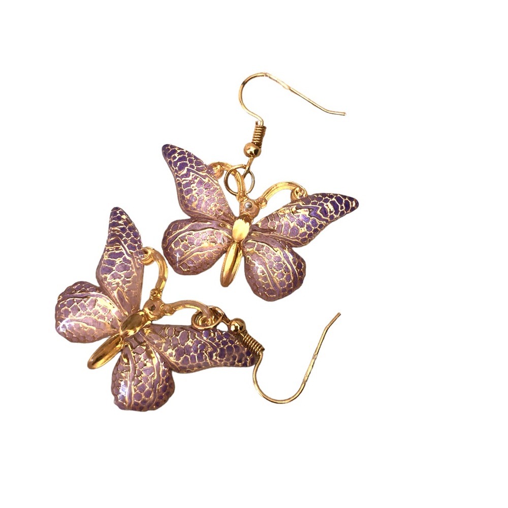 Gimefive Butterfly Acrylic Earrings  Women Pink/Gold